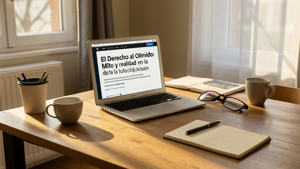 Imagen editorial que ilustra El Derecho al Olvido: Mito y realidad en la era de la blockchain